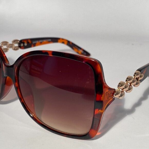 Oversize Tortoise Sunglasses With Silver Detail on Arm New